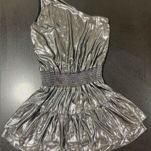 REVOLVE METALIC SILVER ONE SHOULDER DRESS